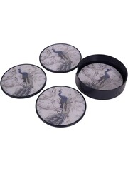 Laura Ashley Set of 4 Blue Belvedere Peacock Print Coasters - Image 1 of 2