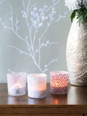 Laura Ashley Set of 3 Frosted Garner Leaf Mixed Glass Votive Candle Holders - Image 1 of 4