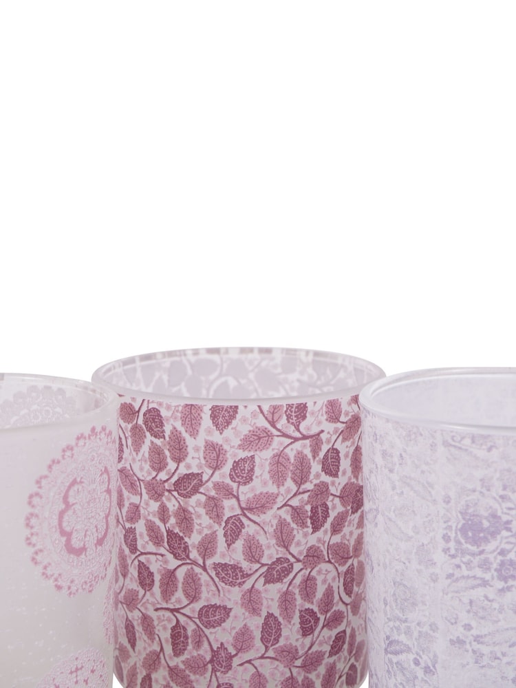 Laura Ashley Set of 3 Frosted Garner Leaf Mixed Glass Votive Candle Holders - Image 4 of 4