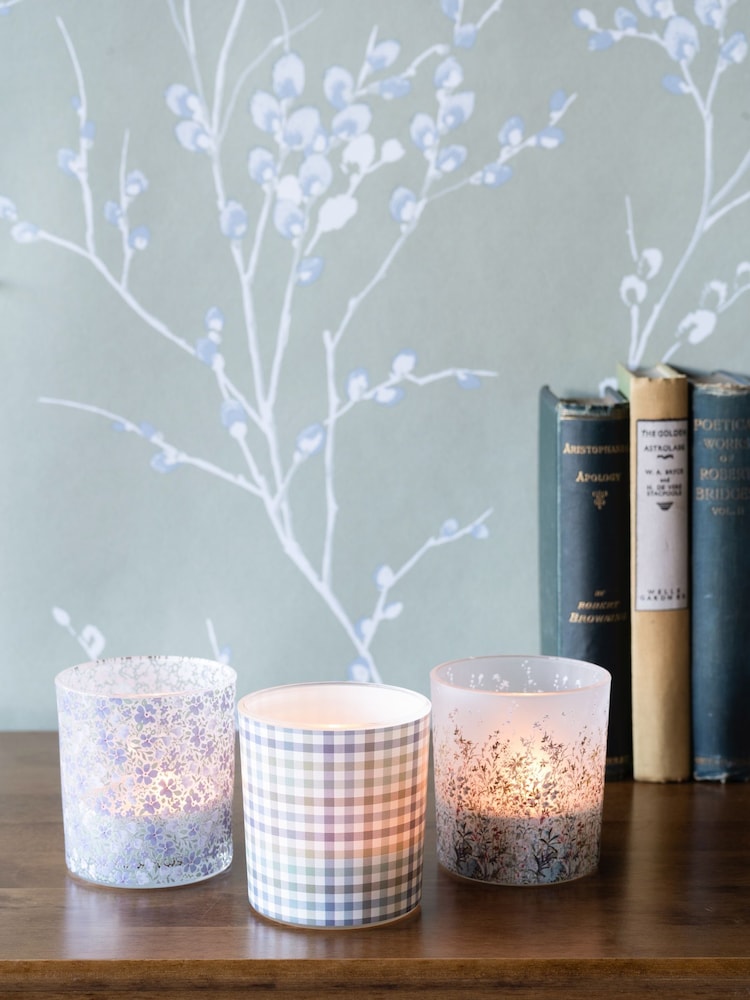 Laura Ashley Set of 3 Pointon Fields Mixed Glass Votive Candle Holders - Image 1 of 1 Laura Ashley Set of 3 Pointon Fields Mixed Glass Votive Candle Holders - Image 1 of 1