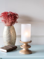 Laura Ashley White Frosted Glass Hurricane Candle Holder - Image 1 of 6