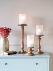 Laura Ashley White Frosted Glass Hurricane Candle Holder - Image 2 of 6