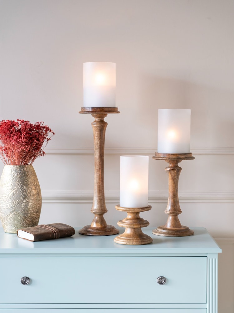 Laura Ashley White Frosted Glass Hurricane Candle Holder - Image 2 of 6