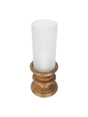 Laura Ashley White Frosted Glass Hurricane Candle Holder - Image 4 of 6
