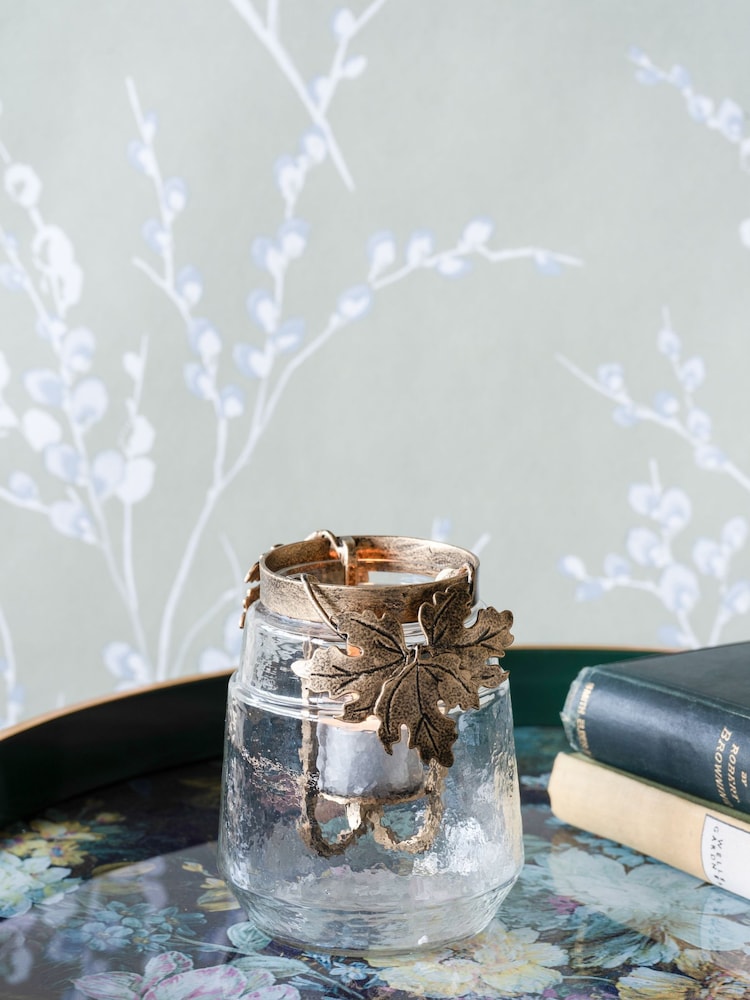 Laura Ashley Gold Leaf Bottle Hurricane Candle Holder - Image 5 of 5