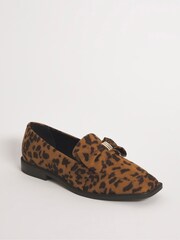 Simply Be Animal Regular/Wide Fit Classic Loafers With Bow Trim - Image 1 of 3