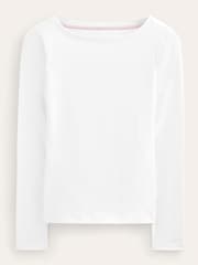 Weiß - Boden Essential Jersey-T-Shirt mit U-Boot-Ausschnitt - Bild 5 von 5