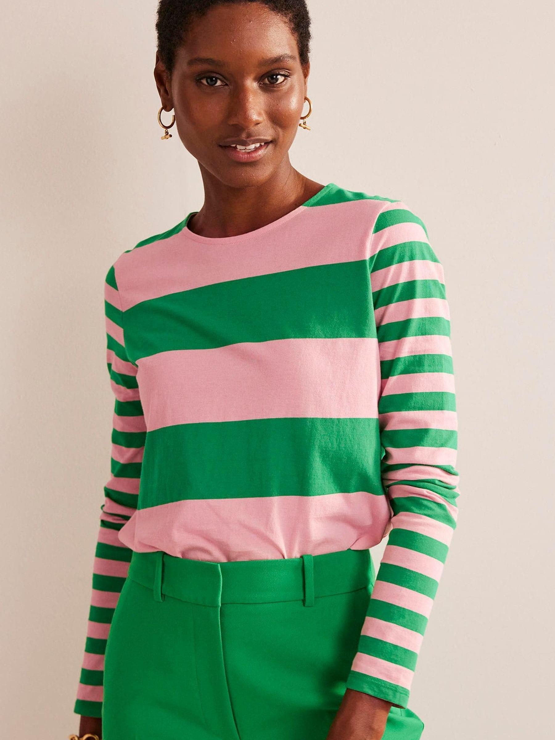 Buy Boden Green Bea Long Sleeve Breton 100% Cotton T-Shirt from Next USA