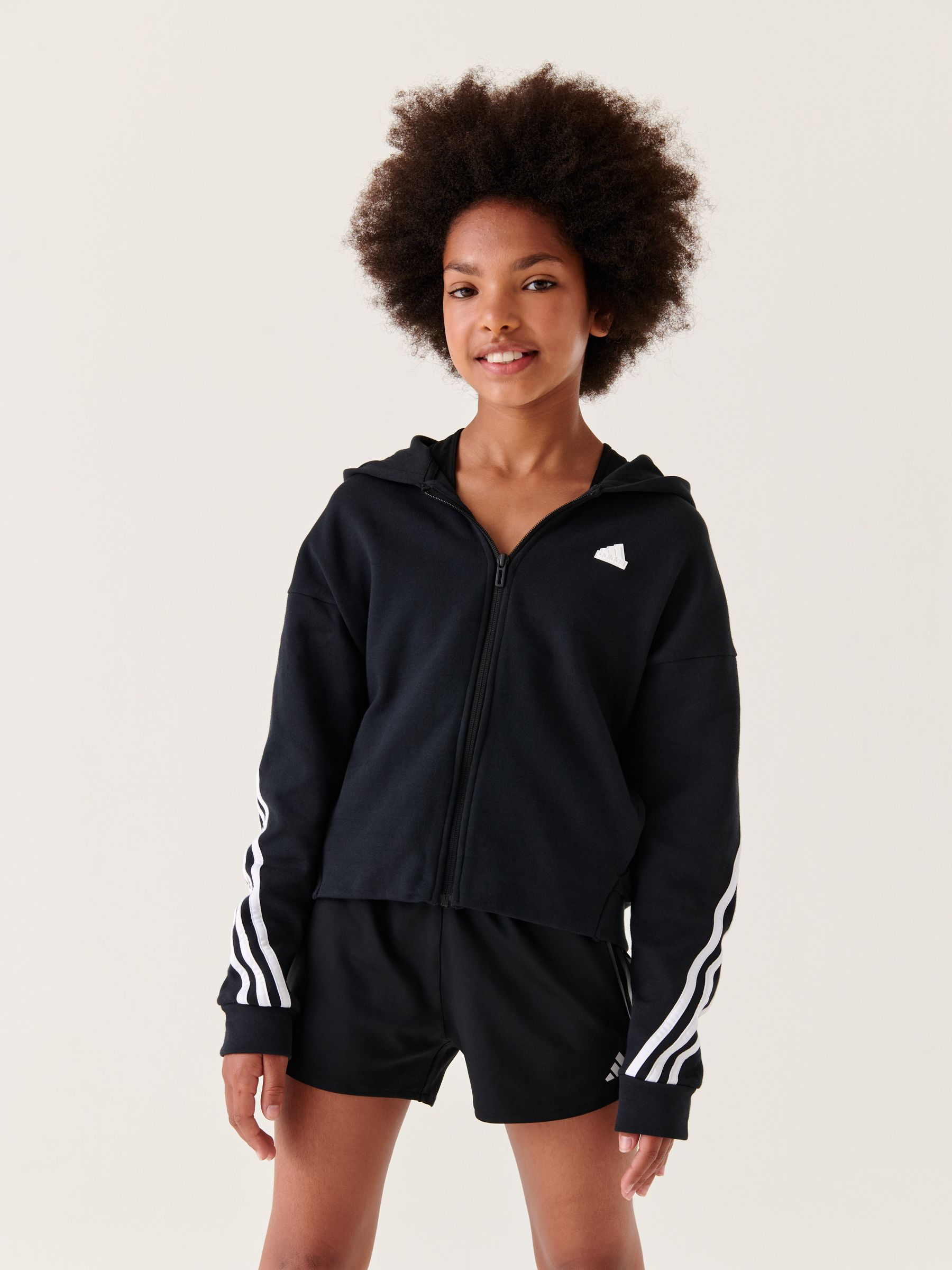 Buy adidas Black Future Icons 3 Stripes Full Zip Hoodie from Next Luxembourg