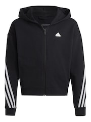 adidas Black Future Icons 3-Stripes Full-Zip Hoodie - Image 6 of 10