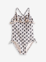 Cream/Black Ditsy Ruffle Swimsuit (3-16yrs) - Image 5 of 7