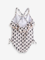 Cream/Black Ditsy Ruffle Swimsuit (3-16yrs) - Image 6 of 7