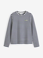 Lacoste Womens White/Navy Striped Jersey T-Shirt - Image 4 of 4