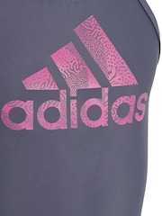 adidas Grey Junior Big Logo Swimsuit - Image 4 of 5