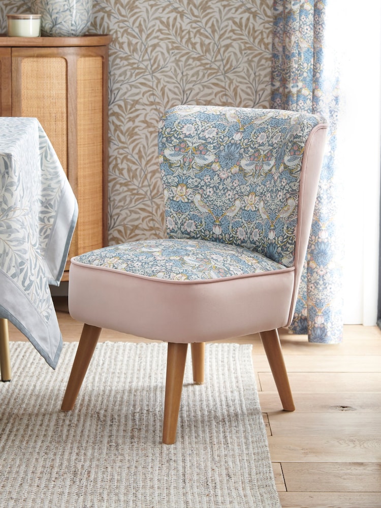 Clarke and Clarke William Morris Strawberry Thief Slate Grey Blush Luisa Dining Chair - Image 1 of 7