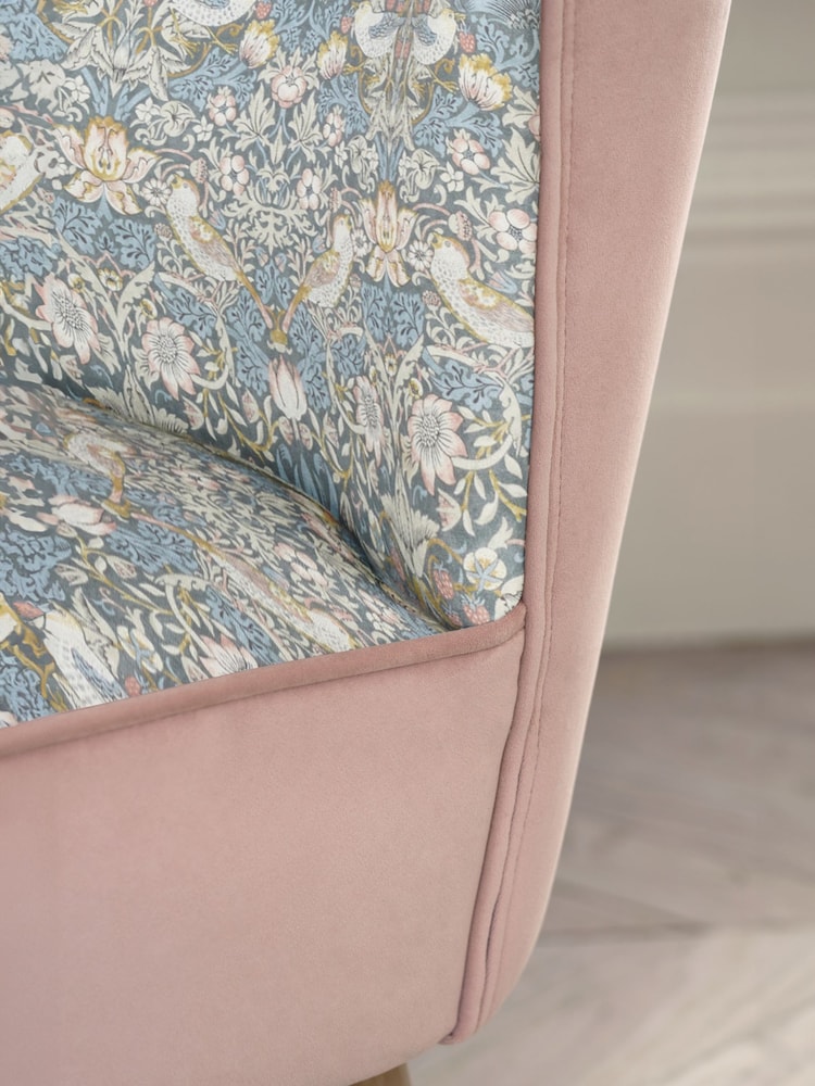 Clarke and Clarke William Morris Strawberry Thief Slate Grey Blush Luisa Dining Chair - Image 2 of 7