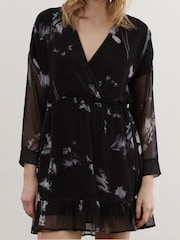 Religion Coal Black Long Sleeve Mini Dress with Tied Waist and Ruffle Hem - Image 6 of 6