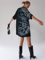 Religion Black Chrome Oversized Destiny Tunic Dress In Bold Monochrome Print - Image 2 of 6