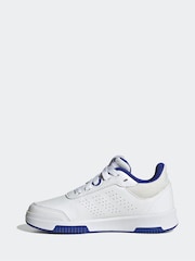 adidas White/Blue Tensaur Sport Lace Up Trainers - Image 2 of 9