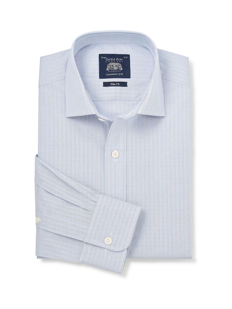Camisa de vestir de algodón con puño sencillo y rayas finas de Savile Row Company, Corte slim / Entallado. - Imagen 1 de 3 Camisa de vestir de algodón con puño sencillo y rayas finas de Savile Row Company, Corte slim / Entallado. - Imagen 1 de 3