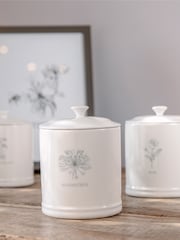 Mary Berry Set of 3 White Garden Flowers Canisters - Image 1 of 3