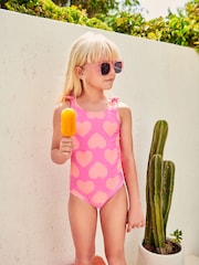 Bright Pink Heart Swimsuit (3mths-16yrs) - Image 1 of 10
