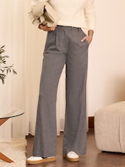 Love & Roses Grey Premium Brushed Flannel Wide Leg Trousers with Wool - Image 1 of 4