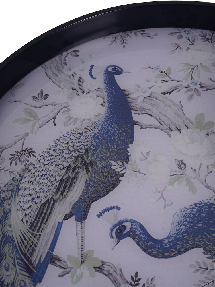 Laura Ashley Set of 2 Blue Belvedere Peacock Print Trays - Image 3 of 3