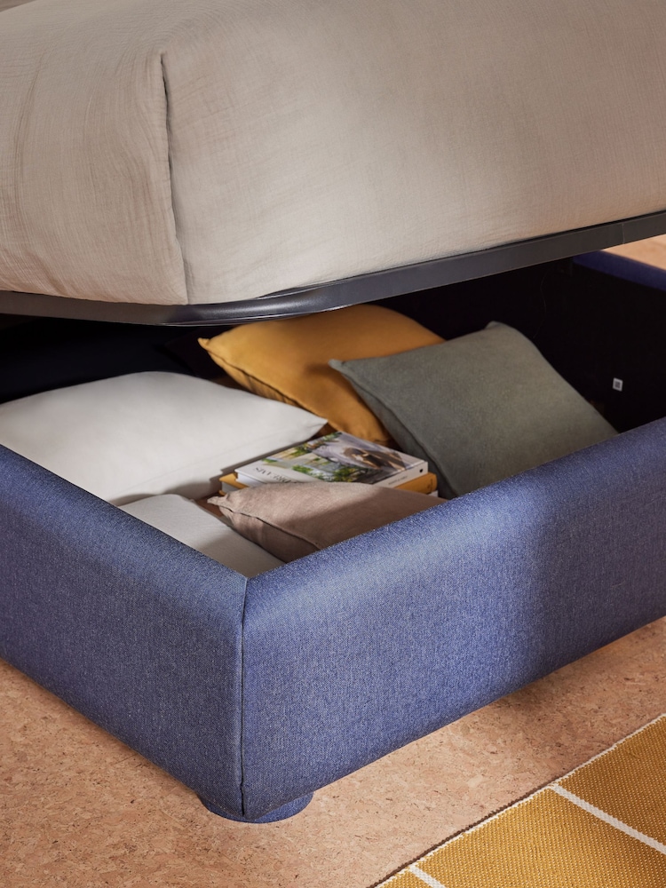 MADE.COM Blue Hanson Ottoman Storage Bed in Velvet - Image 4 of 4