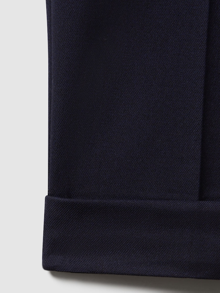 Reiss Navy Brighton Relaxed-Fit Pleated Tapered Trousers - Image 6 of 6