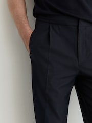 marine - Pantalons de travail plissés coupe décontractée Reiss Brighton - Image 7 sur 9