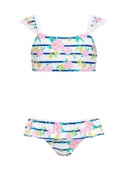 Sunuva White Floral Stripe Flutter Bikini Swimsuit - Image 3 of 3