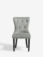 Set of 2 Soft Velvet Mid Grey Blair Black Leg Dining Chairs - Image 2 of 9