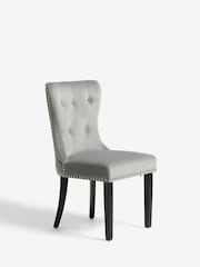 Set of 2 Soft Velvet Mid Grey Blair Black Leg Dining Chairs - Image 3 of 9