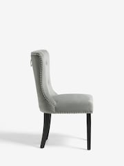 Set of 2 Soft Velvet Mid Grey Blair Black Leg Dining Chairs - Image 4 of 9