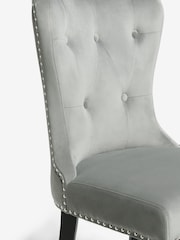 Set of 2 Soft Velvet Mid Grey Blair Black Leg Dining Chairs - Image 6 of 9