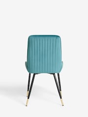 Set of 2 Soft Velvet Teal Blue Piano Non Arm Dining Chairs - Image 5 of 8