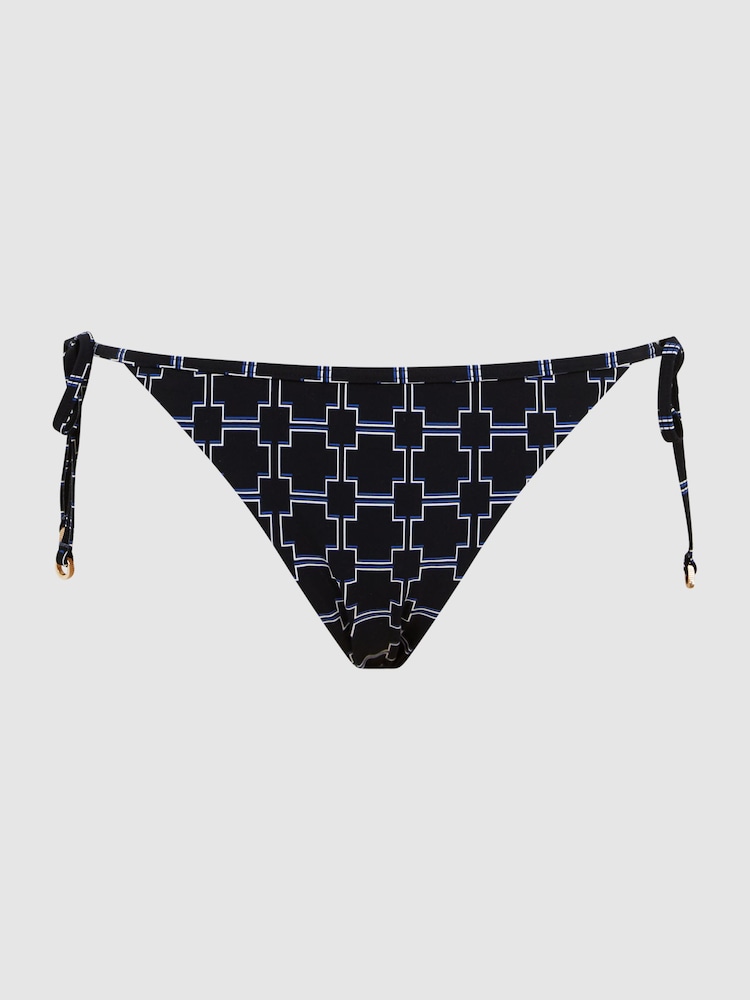 Reiss Black/White Nadia Tie Side Printed Bikini Bottoms - Image 2 of 7