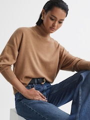 Reiss Camel Nova Knitted Roll Neck Jumper - Image 1 of 7