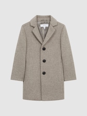 Reiss Oatmeal Gable Single Breasted Overcoat - Image 2 of 7