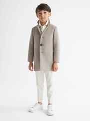 Reiss Oatmeal Gable Single Breasted Overcoat - Image 3 of 7