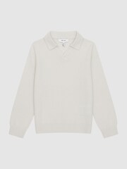 Reiss Milk Swift Senior Wool-Cashmere Blend Open Collar Polo - Image 2 of 6