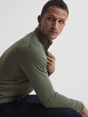 Reiss Rosemary Blackhall Merino Wool Zip Neck Jumper - Image 6 of 6