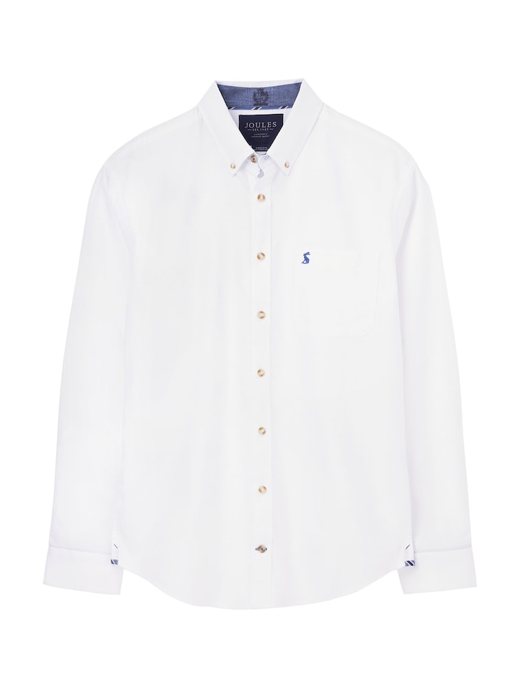 Joules White Classic Fit Coloured Shirt - Image 1 of 1 Joules White Classic Fit Coloured Shirt - Image 1 of 1