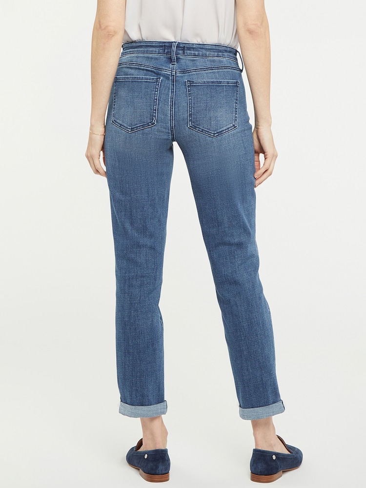 NYDJ Mid Blue Margot Girlfriend Jeans With Roll Cuffs - Image 4 of 4