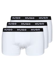 HUGO White Stretch-Cotton Trunks 3 Pack With Logo Waistbands - Image 1 of 5