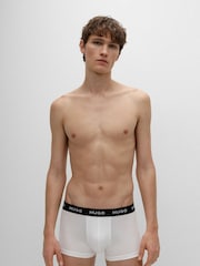 HUGO White Stretch-Cotton Trunks 3 Pack With Logo Waistbands - Image 2 of 5