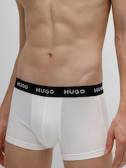 HUGO White Stretch-Cotton Trunks 3 Pack With Logo Waistbands - Image 4 of 5