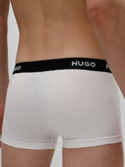 HUGO White Stretch-Cotton Trunks 3 Pack With Logo Waistbands - Image 5 of 5