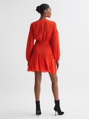 Florere Round Neck Shirred Mini Dress - Image 2 of 6